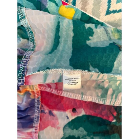 Erin London Bright Floral Glossy Zip Up Fitted Vintage‎ Y2K Size XXL - Picture 7 of 9